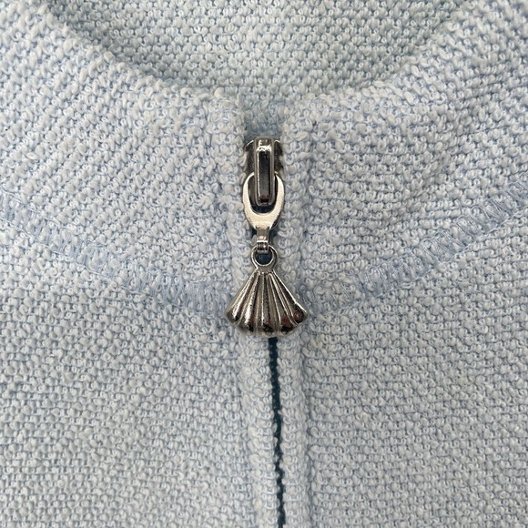 VTG 90s Delicates Spa Terry Cloth Bath Robe Women S Light Blue Pockets Full Zip - Picture 6 of 10